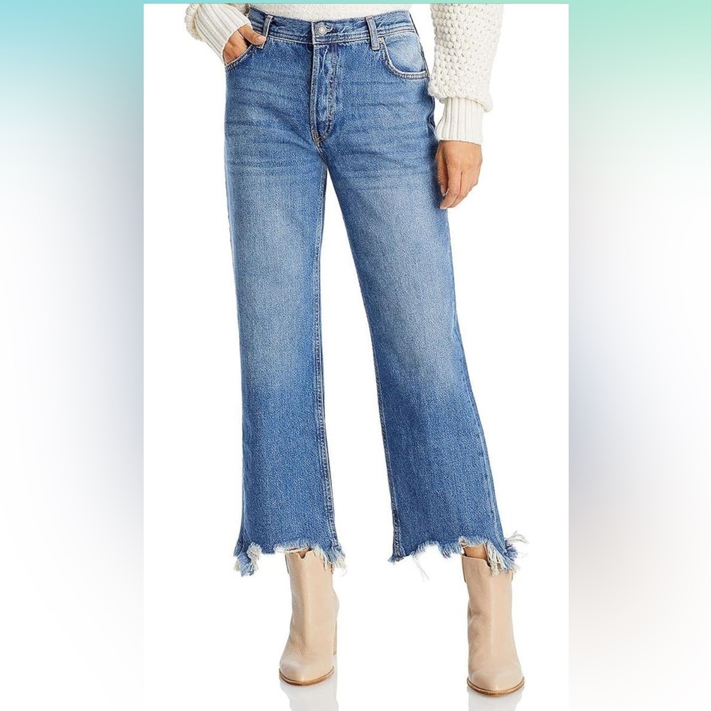 Free People Maggie Mid Rise Straight Jeans